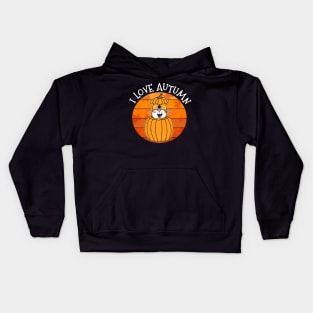 I Love Autumn Cat Pumpkin Fall Thanksgiving Kids Hoodie